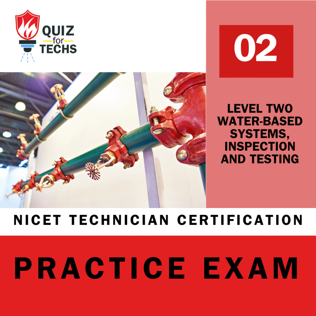 Text reads NICET level two water based systems practice exam